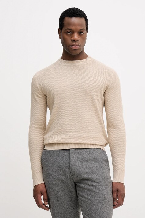 Sisley sweter z domieszką wełny męski kolor beżowy lekki 1041S104H