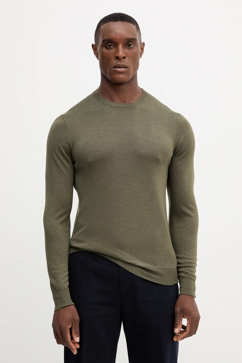 Hackett London sweter z wełną męski kolor zielony lekki HM7000006