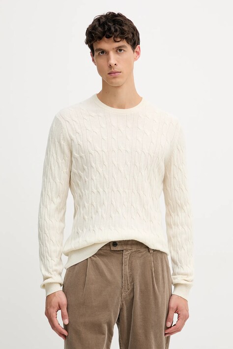 Hackett London sweter wełniany męski kolor biały lekki HM7000079