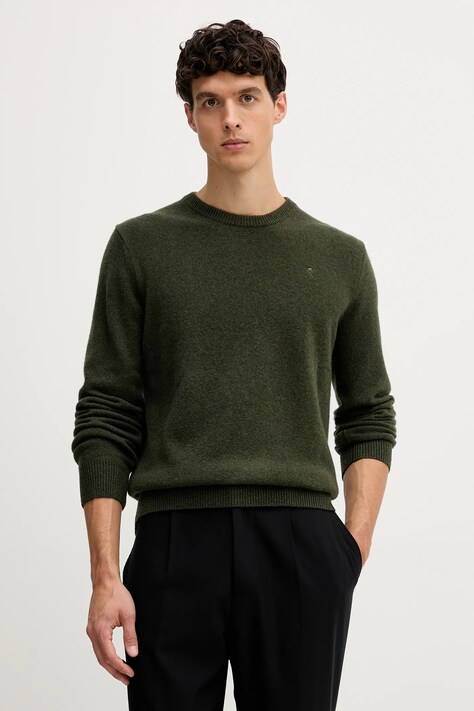Hackett London sweter wełniany męski kolor zielony HM7000075