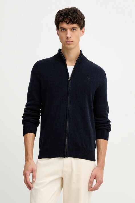 Hackett London kardigan wełniany męski kolor granatowy HM7000077