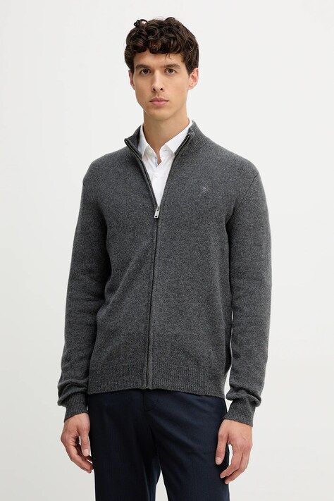 Шерстяной кардиган Hackett London цвет серый HM7000077