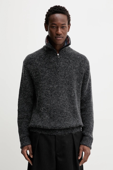Свитер с добавлением шерсти PS Paul Smith цвет синий с гольфом M2R-503Z-T22527