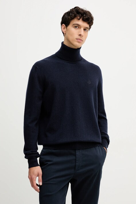 Bally sweter kaszmirowy męski kolor granatowy lekki z golferm MKN08O