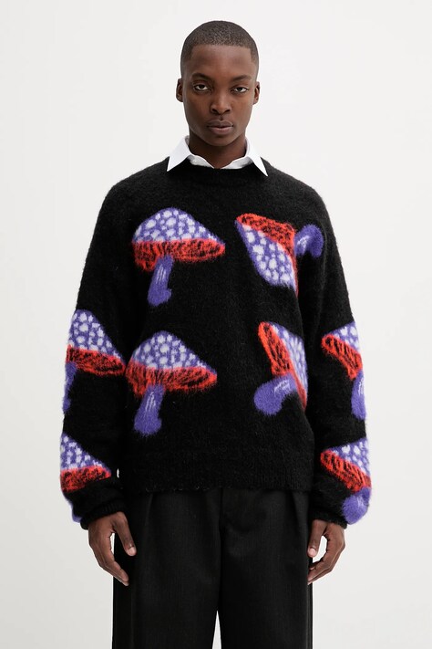 MSGM sweter z domieszką moheru męski kolor czarny ciepły 3940MM200.257599