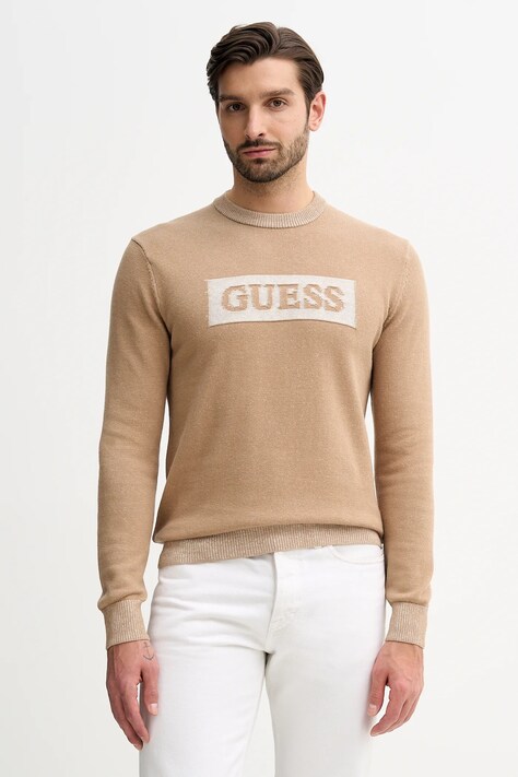 Guess sweter z dodatkiem wełny JACK męski kolor beżowy M5BR28 Z0531