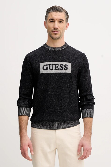 Guess sweter z dodatkiem wełny JACK męski kolor czarny M5BR28 Z0531