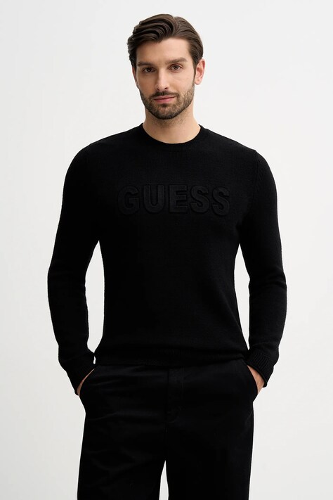 Guess sweter męski kolor czarny z półgolfem M5BR35 Z2ZK2