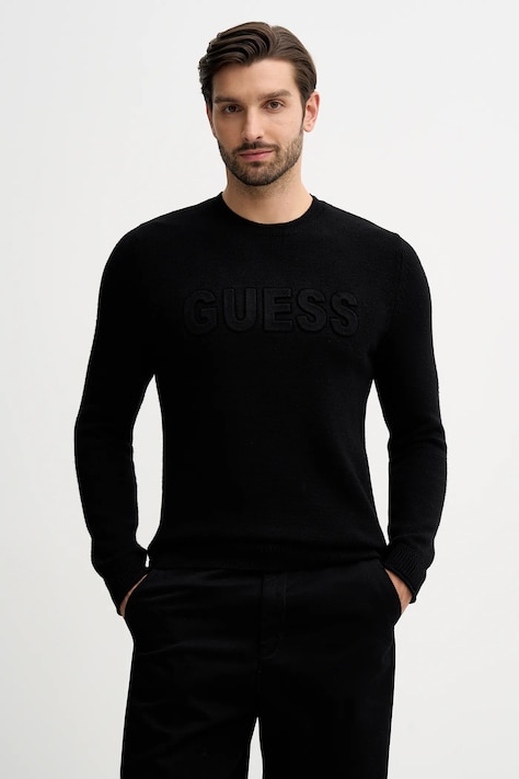 Guess sweter męski kolor czarny z półgolfem M5BR35 Z2ZK2