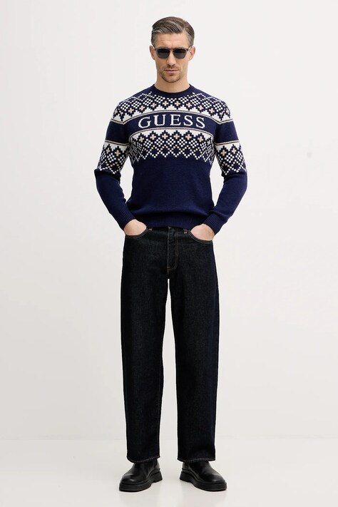 Светр з домішкою вовни Guess — AW25-SWM05P, темно-синій — фото 2