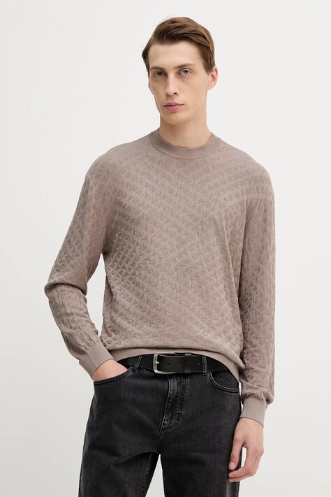 Armani Exchange sweter męski kolor brązowy lekki XM001316 AF10454