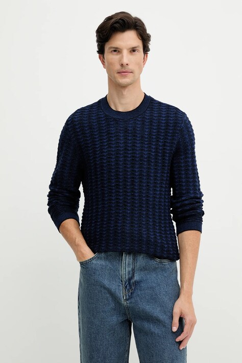 Armani Exchange sweter z dodatkiem wełny męski kolor granatowy lekki XM001321 AF11965