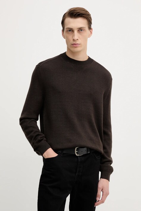 Armani Exchange sweter z domieszką wełny męski kolor brązowy XM001916 AF14008