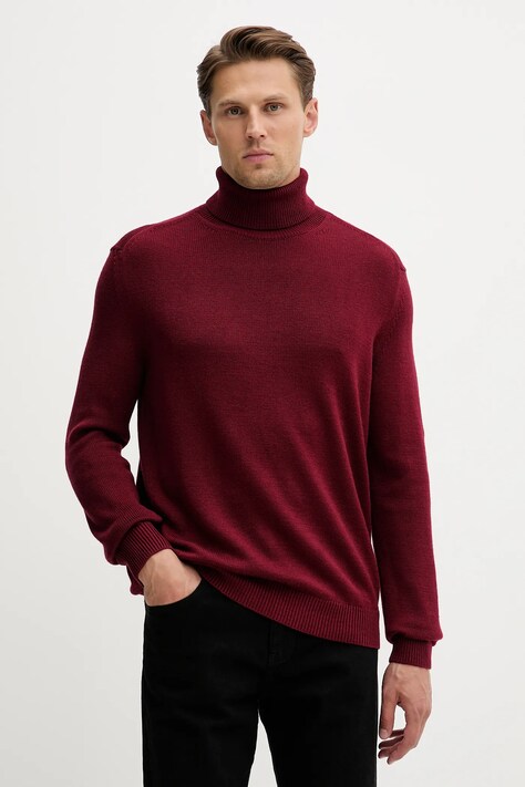 Armani Exchange sweter z domieszką wełny męski kolor bordowy z golferm XM001917 AF14008