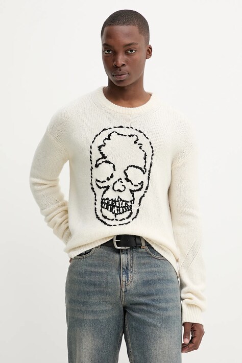 ZADIG&VOLTAIRE sweter wełniany męski kolor beżowy KMSW01792