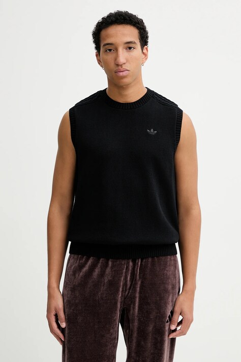 Prsluk adidas Originals P Ess Knit Vest za muškarce, boja: crna, lagane, JY2651