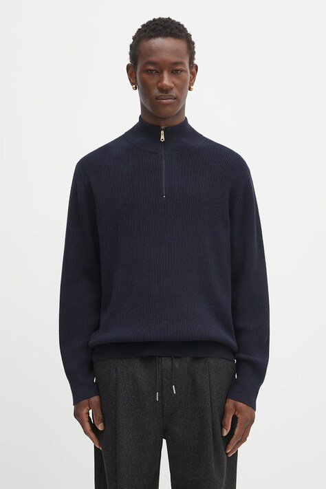 Paul Smith sweter wełniany 0 męski kolor granatowy z półgolfem M1R-534Z-T02763