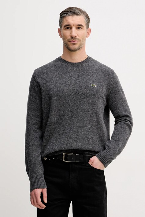 Lacoste sweter wełniany męski kolor szary lekki AH2916