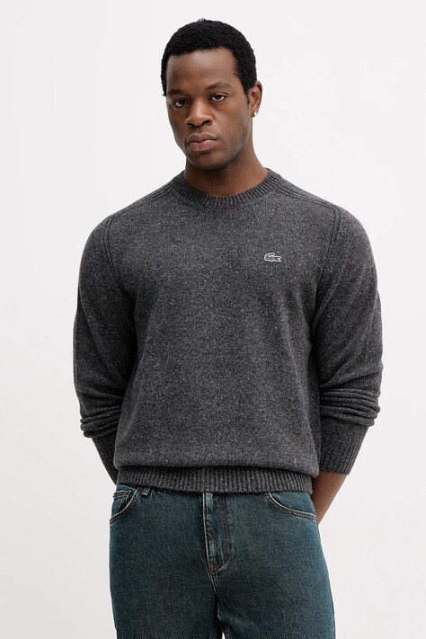 Lacoste sweter z dodatkiem wełny męski kolor szary AH5173