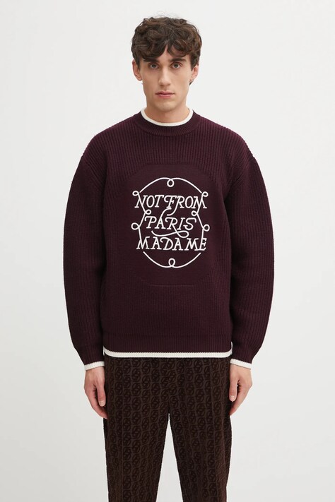Vuneni pulover Drôle de Monsieur La Maille Slogan za muškarce, boja: ljubičasta, tople, I.PO184.WO007