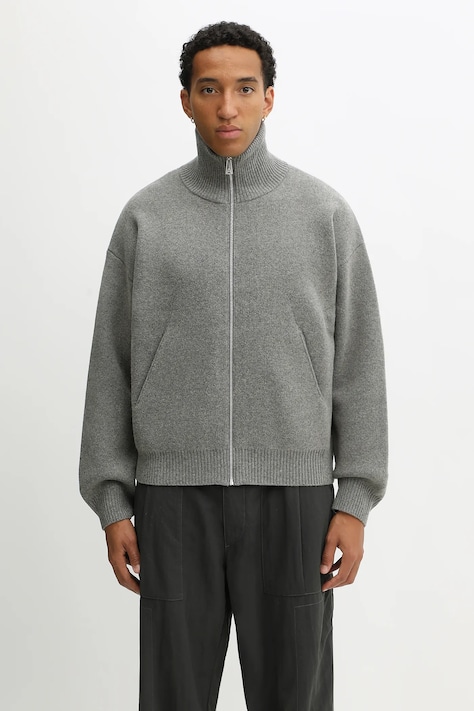 Кардиган з додаванням вовни Axel Arigato Core zip-up колір сірий A2143003