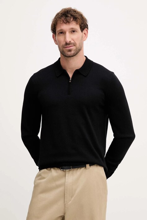 Joop! sweter wełniany męski kolor czarny lekki 30047106