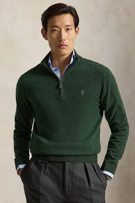 Polo Ralph Lauren Sweter męski wełniany zielony 710876756