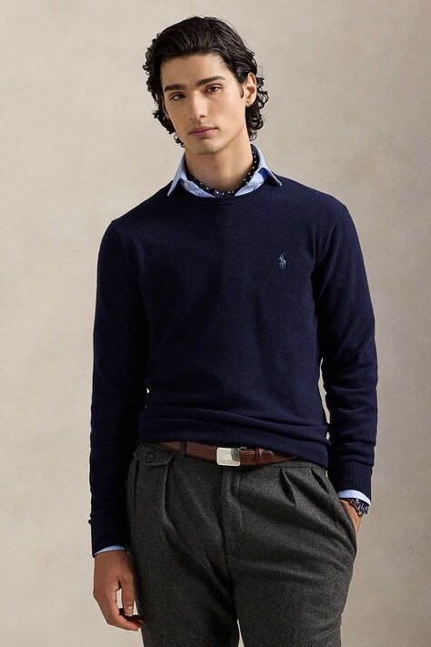 Polo Ralph Lauren sweter wełniany męski kolor granatowy 710974148