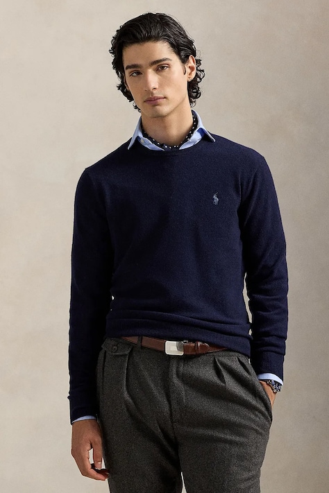 Polo Ralph Lauren sweter wełniany męski kolor granatowy 710974148
