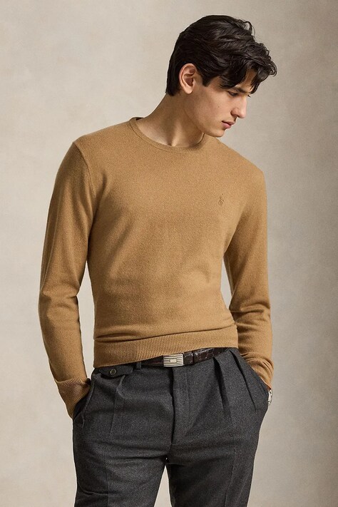Polo Ralph Lauren Sweter męski wełniany brązowy 710974148