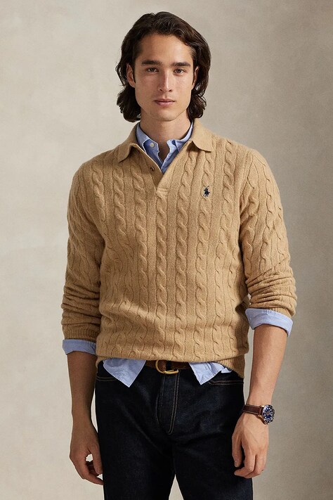 Polo Ralph Lauren sweter wełniany męski kolor żółty lekki 710974165