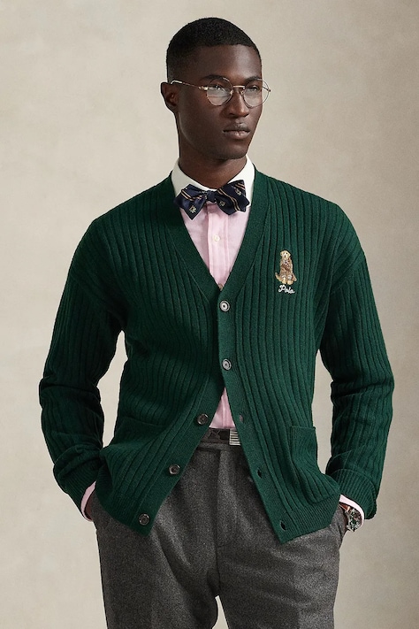 Polo Ralph Lauren cardigan in lana uomo colore verde 710979094