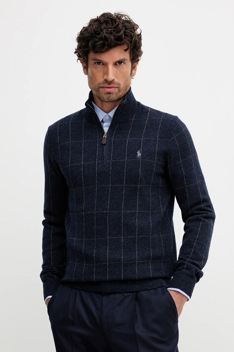 Polo Ralph Lauren pulover de lână culoarea bleumarin, cu turtleneck, 710981616