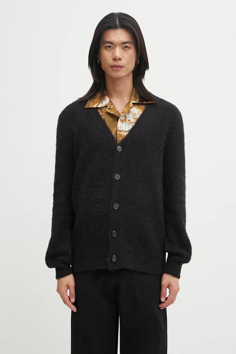A.P.C. kardigan z dodatkiem wełny Cardigan Davis męski kolor czarny WPABE.M22330