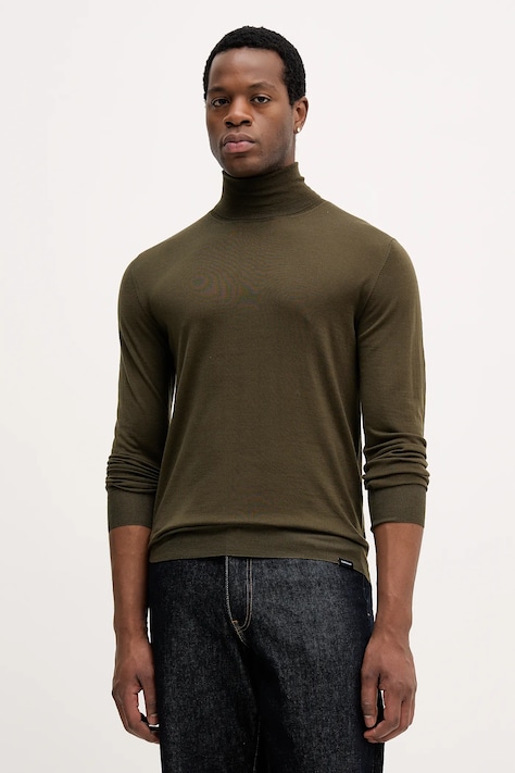 Colmar sweter wełniany męski kolor zielony lekki z golferm 4485.4ZS