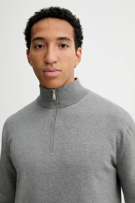 Calvin Klein sweter męski kolor szary lekki LV040BM356