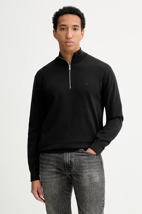 Calvin Klein sweter męski kolor czarny lekki LV040BM356