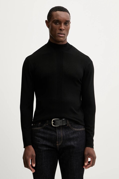 Armani Exchange sweter męski kolor czarny lekki z półgolfem XM001335 AF10454