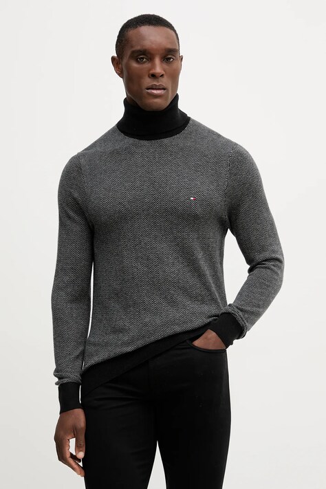 Светр з домішкою вовни Tommy Hilfiger колір сірий легкий гольф MW0MW40446