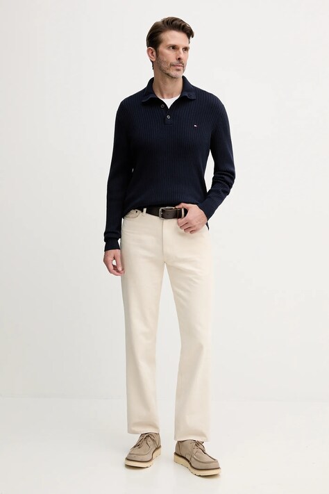Tommy Hilfiger sweter z domieszką kaszmiru męski kolor granatowy MW0MW40447