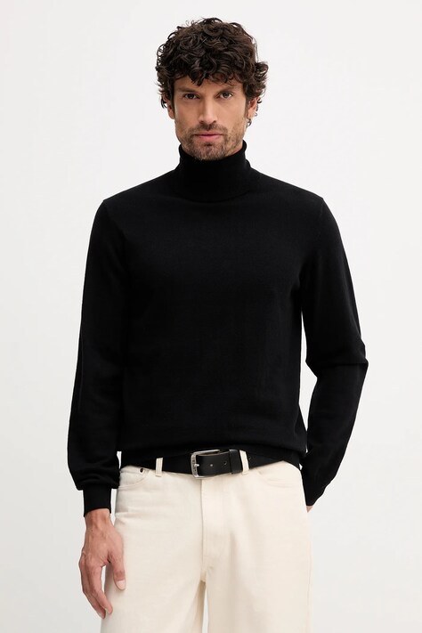 Geox sweter z domieszką kaszmiru męski kolor czarny lekki z golferm M5670E T3298