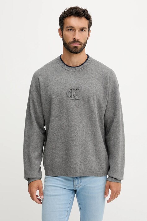 Calvin Klein Jeans sweter męski kolor szary lekki LV04RD300G