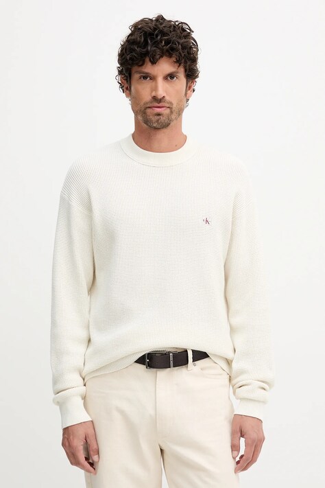 Calvin Klein Jeans sweter bawełniany męski kolor beżowy LV04RD313G
