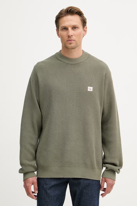 Calvin Klein Jeans svetr pánský bavlněný zelený LV04RD313G