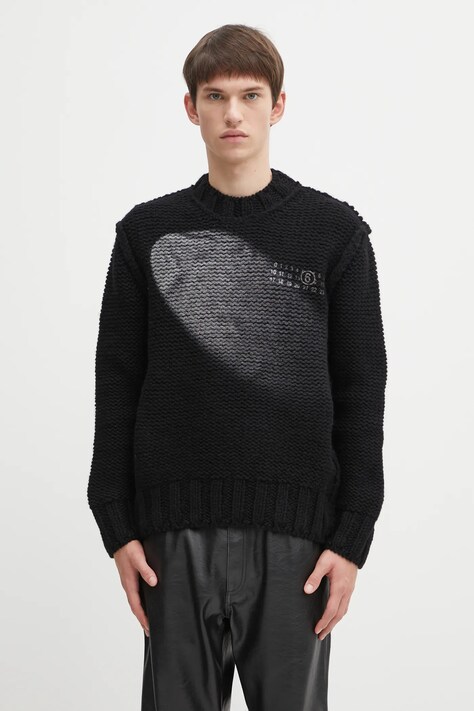 MM6 Maison Margiela sweter wełniany męski kolor czarny ciepły SH2HL0029.M13173.900S