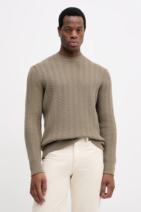 Вовняний светр BOSS колір зелений 50549980