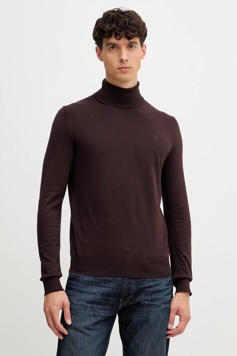Trussardi sweter męski kolor brązowy lekki z golferm M0178000019N