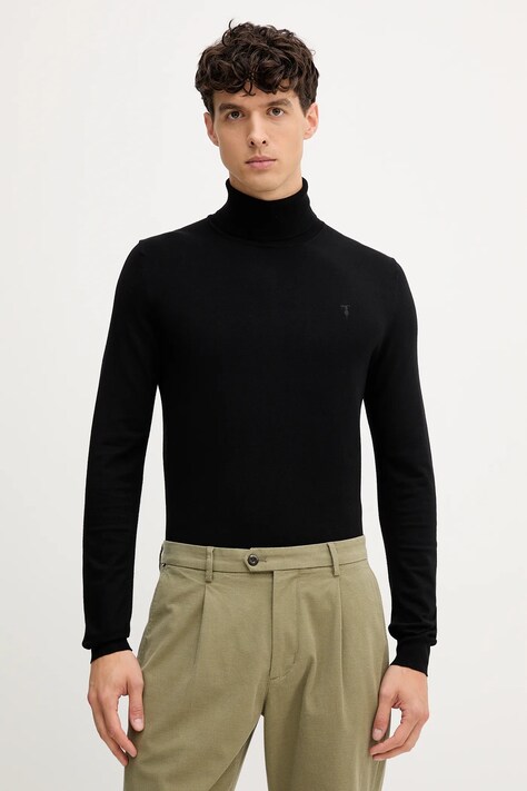 Trussardi pulover culoarea negru, light, cu guler, M0178000019N