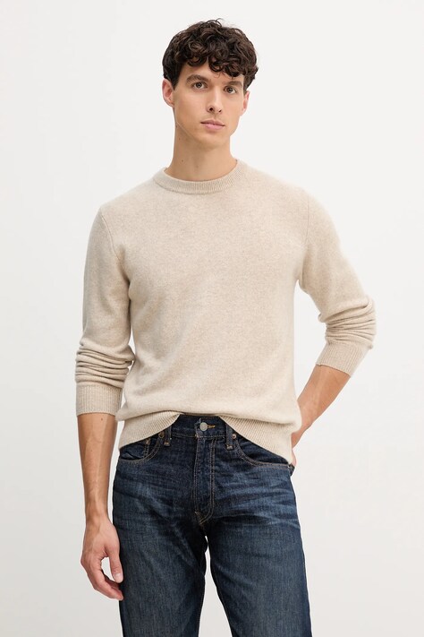 Trussardi sweter kaszmirowy męski kolor beżowy lekki M0208000022N