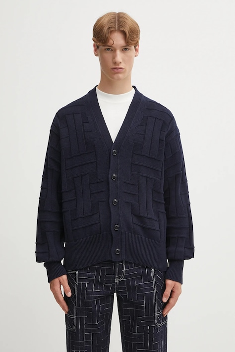 Бавовняний кардиган Kenzo Gots Kenzo Weave Cardigan колір синій FF55CA7073CB